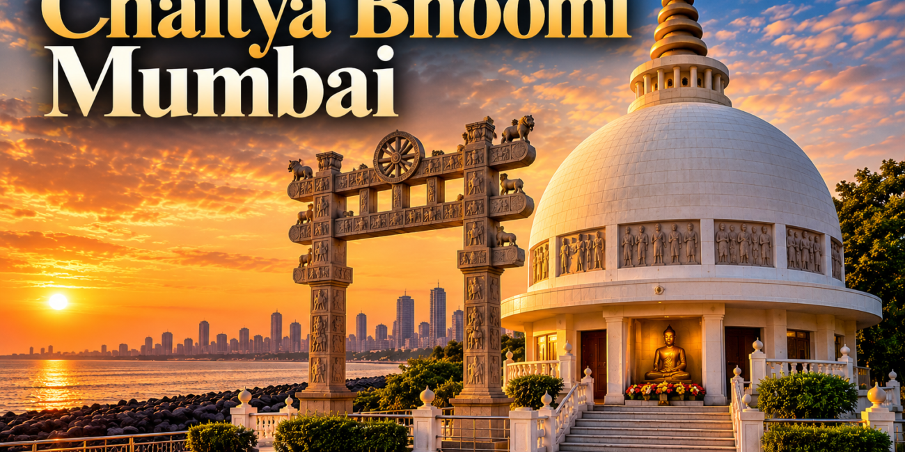 Chaitya Bhoomi at Sunset