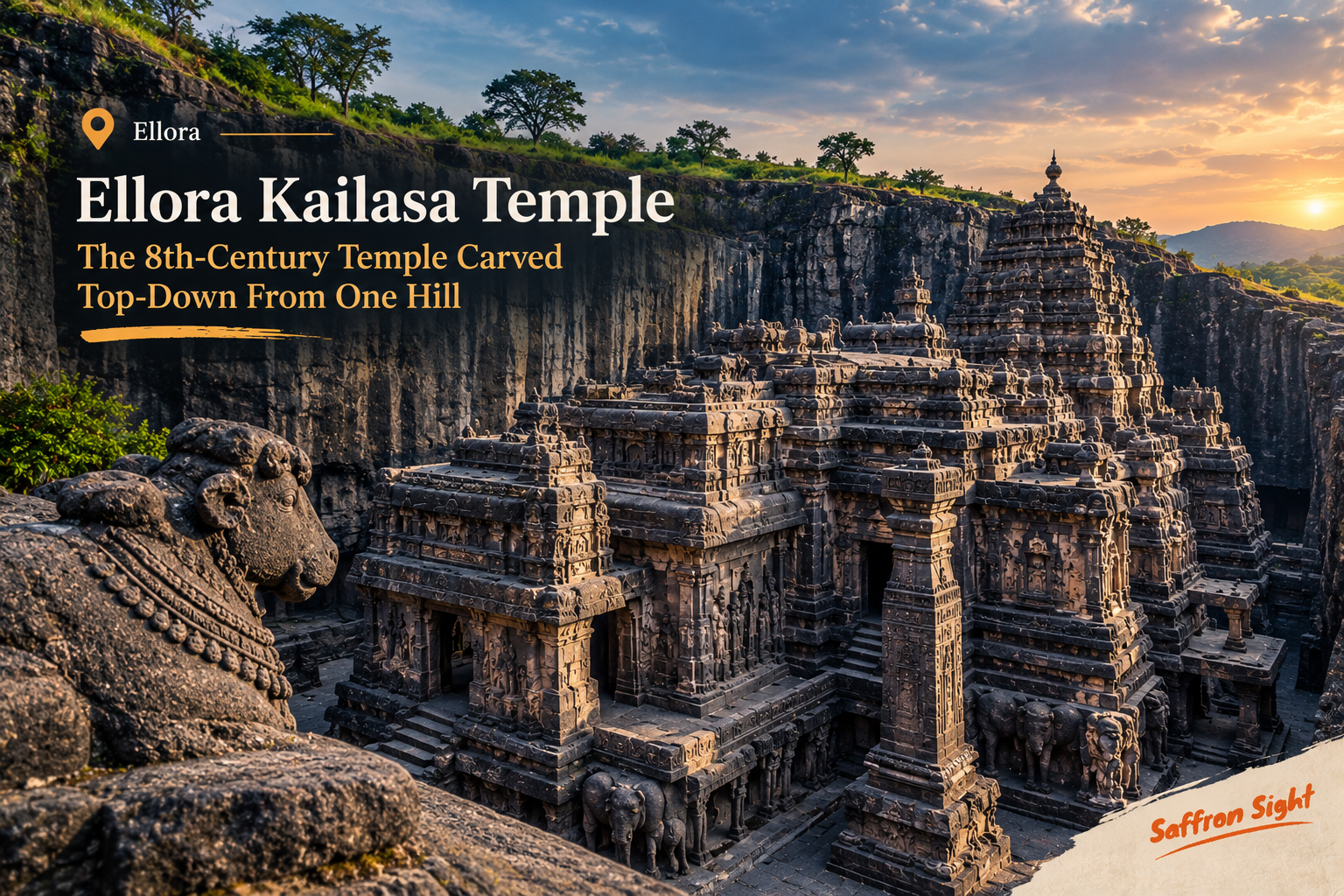 Ellora Kailasa Temple at Golden Hour